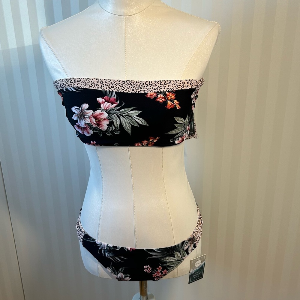 NWT Eidon black pink low rider bikini strap included Size XL